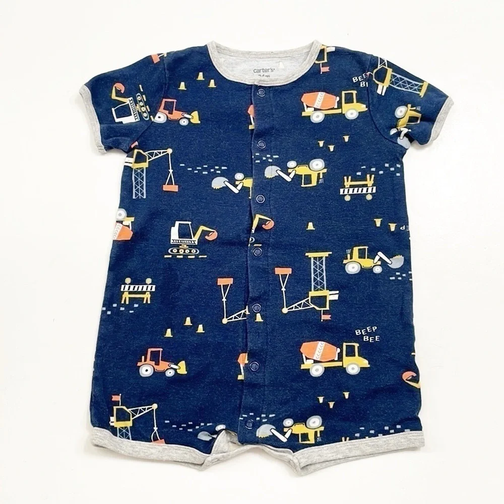 Carter's baby boys construction print romper